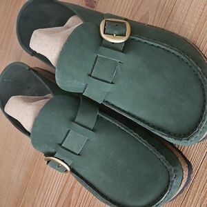 Rare Color! Buckley Matcha Forest Green Boston Sandals Birkenstock 38 7 Narrow